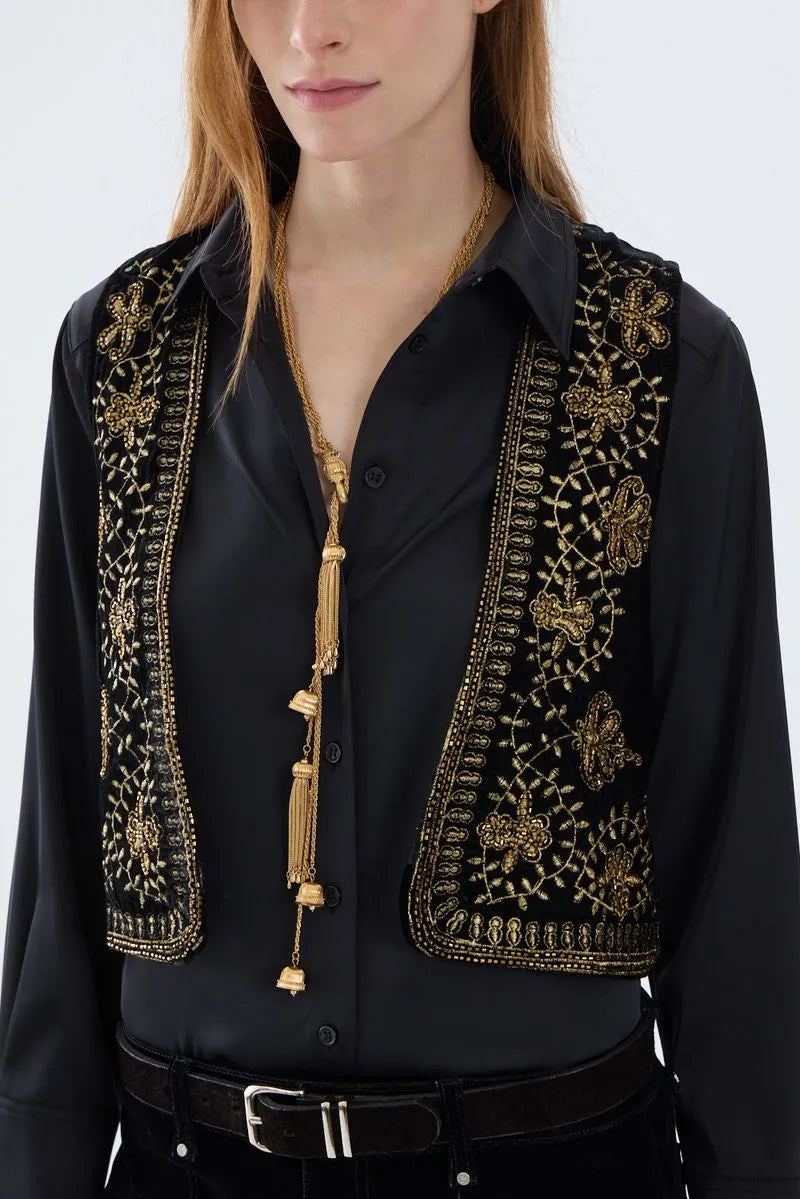 Chaleco Portsaid Bordado Night Velvet