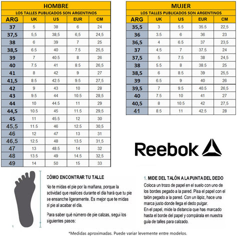 Tenis Reebok Hombre Medidas De Zapatillas Reebok TENIS REEBOK