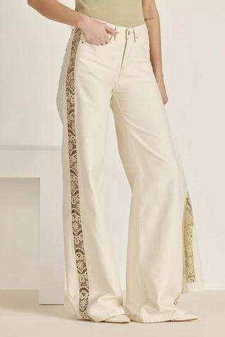 Pantalon Tucci Lace Ecru Foil
